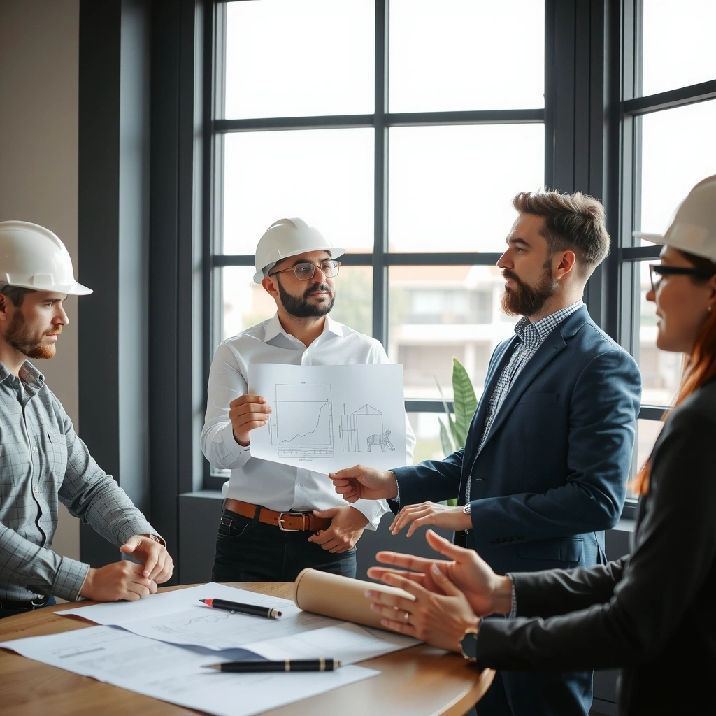 Construction project planning and blueprint design